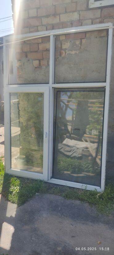 терезе орнотуу: Металлопластиковое готовое окно, Витражи, 200 * 1500, Б/у, Без установки