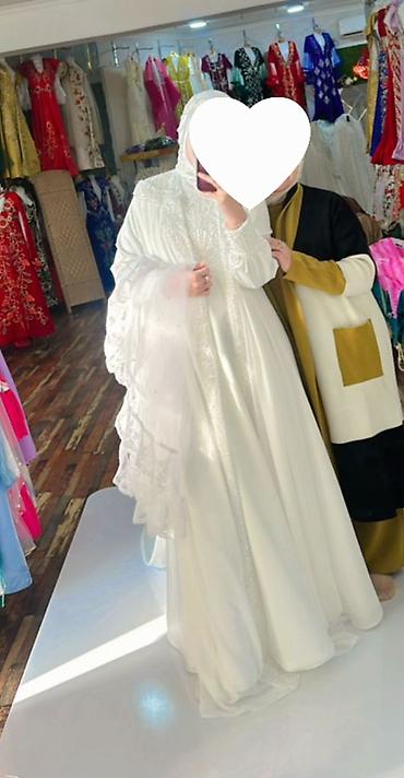 583 proba: Свадебное платье, One size, Мусульманское, Атлас, Прямое, Пайетки, Новый — 2
