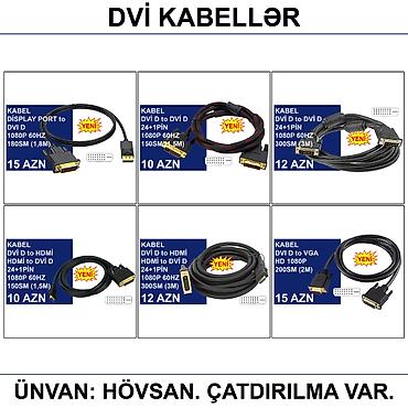 hovuz ucun aksesuarlar: HDMİ DVİ VGA Display Port Type-C USB Kabellər 📍Ünvan: Bakı şəh — 4