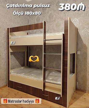 İkimərtəbəli uşaq çarpayıları: Oğlan və qız üçün, Yeni, Çarpayı, Matras ilə — 1