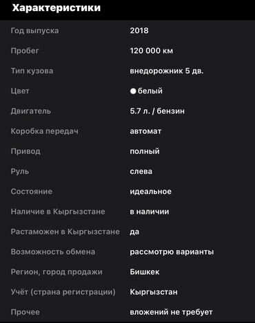 Toyota: Toyota Land Cruiser: 2018 г., 5.7 л, Автомат, Газ, Внедорожник — 10