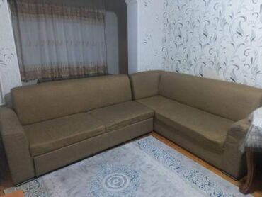 taxt 2ci əl: Угловой диван, Б/у, Раскладной, Без подьемного механизма, Ткань, Нет доставки