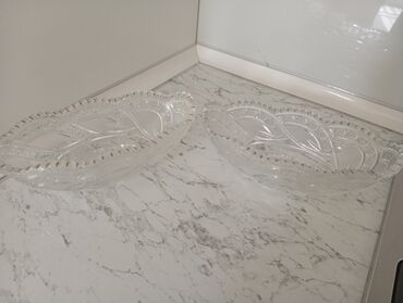 Сервировочные аксессуары: Kənaf formalı şüşə/cam vaza dəsti – 2 ədəd - Material: qalın, şəffaf