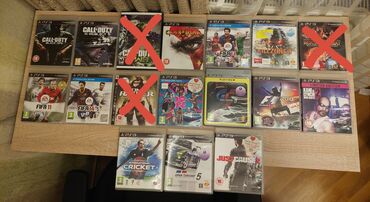 Ps3 üçün cürbəcür oyunlar satılır. Oyunların qiyməti: Call of duty