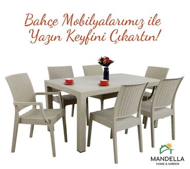 kredit stol stul: Yeni, Dördbucaq masa, 6 stul, Açılmayan, Stullar ilə, Həsir toxunuşlu, Türkiyə