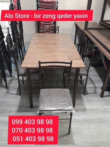 Мебель для дома: Для кухни, Для гостиной, Новый, Нераскладной, Прямоугольный стол, 6 стульев, Азербайджан