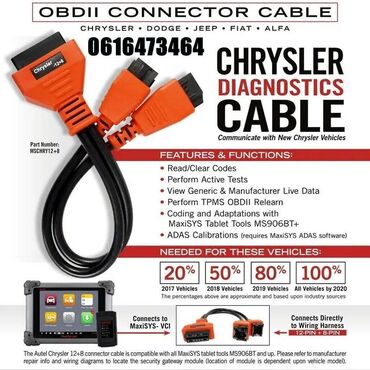 Alati za automobile: OBD2 kabel za FIAT / ALFA 12+8 Bypass adapter Chrysler OBD2 kabel za — 1