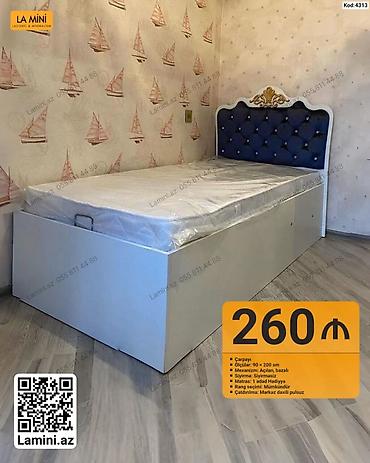 Ev üçün mebel: Çarpayı – Kod: 4313 - Ölçü: 90 × 200 sm - Mexanizm: Açılan, bazalı - — 1