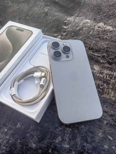 Apple iPhone: IPhone 15 Pro, 128 GB, Natural Titanium, Zəmanət, Face ID, Sənədlərlə