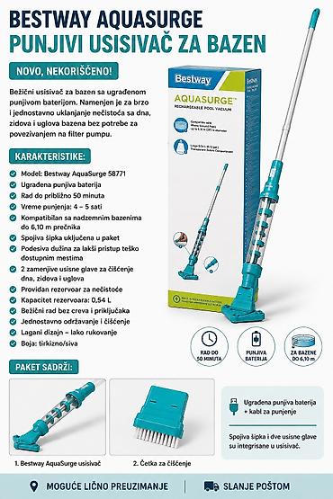 bazeni sid: ✅ BESTWAY AQUASURGE ŠTAPNI PUNJIVI USISIVAČ ZA BAZEN ✅ Novo — 9