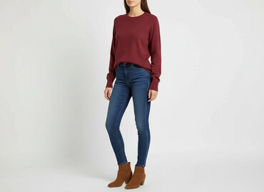 bordowy sweter: Sweter damski, rozmiar S