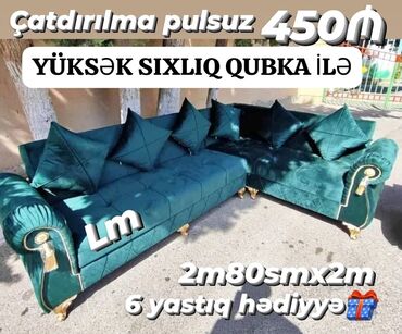 saloglu mebel divan kreslo qiymetleri: Угловой диван, Новый, Ткань, Бесплатная доставка в черте города