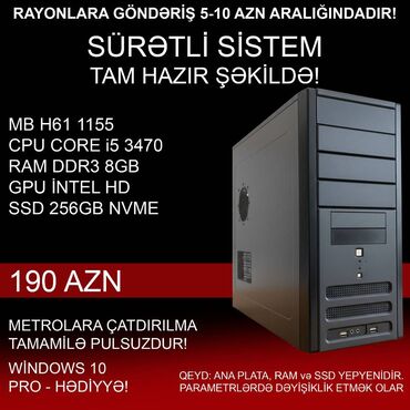 Masaüstü kompüterlər və iş stansiyaları: Masaüstü Kompüter "DDR3 H61 1155 Core i5 3470” ⭐Tək Sistem Bloku – 190 -da lalafo.az — 3 Masaüstü kompüterlər və iş stansiyaları: Masaüstü Kompüter "DDR3 H61 1155 Core i5 3470” ⭐Tək Sistem Bloku – 190 — 3