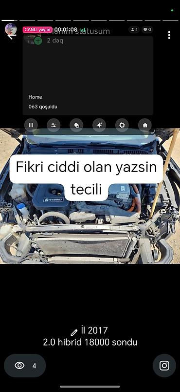 Digər avtomobillər: 2017 il, 2.0 Hibrid sedan - Hibrid mühərrik: 2.0 litrə qədər — 1