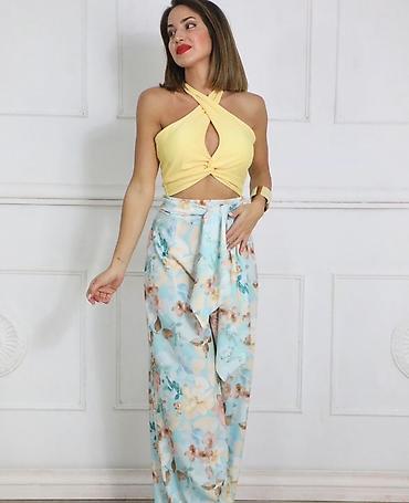 pull and bear helanke: Široke palazzo pantalone sa efektom suknje – više dezena 1550 din S M — 4