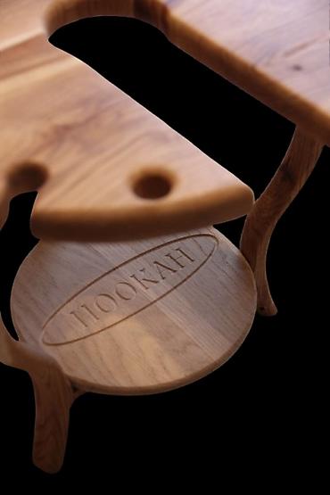 Журнальные столы: Столик для кальяна из натурального дерева - Функциональный круглый — 3