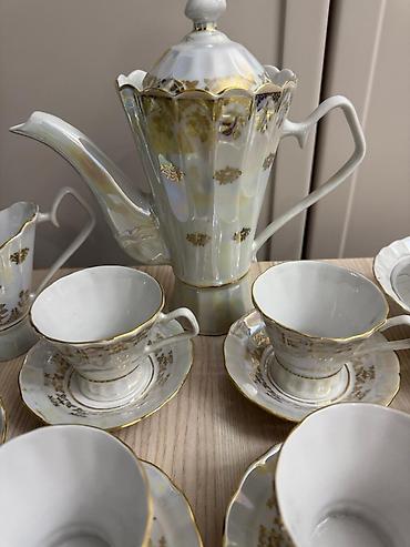 caydan dəsti: Çay dəsti, rəng - Ağ, Farfor, SSRİ — 3