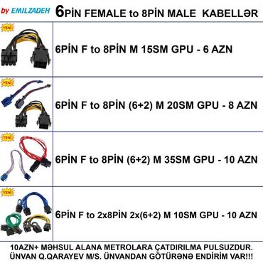 Digər kompüter aksesuarları: Kabellər "6pin Female" ÜNVANDAN GÖTÜRƏNƏ ENDİRİM VAR!!! 📍Ünvan: Qara lalafo.az -da Digər kompüter aksesuarları: Kabellər "6pin Female" ÜNVANDAN GÖTÜRƏNƏ ENDİRİM VAR!!! 📍Ünvan: Qara