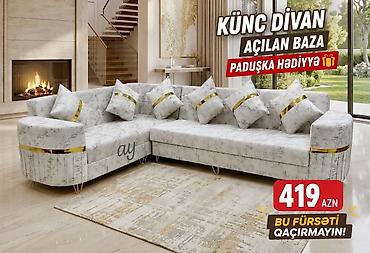 divan ikinci el: Künc divan – açılan baza funksiyalı. - Modern L formalı dizayn, parça — 1