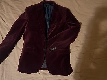 zara 34: Мужской бархатный пиджак Zara Man. Размер EUR 46. Цвет: насыщенный — 2