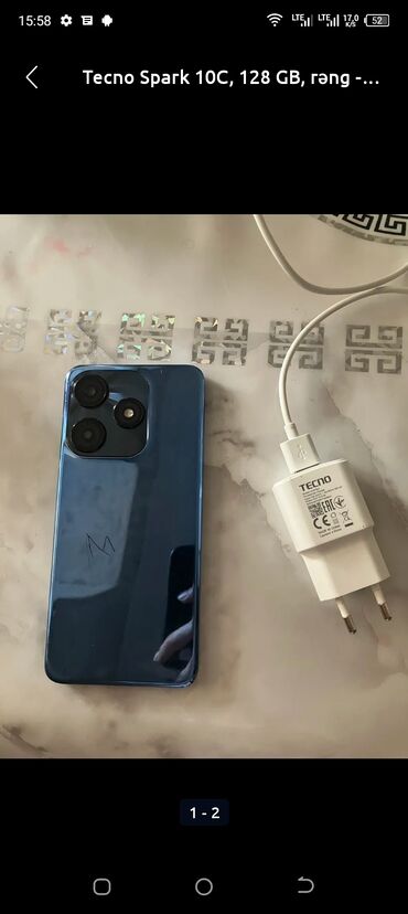 Tecno: Tecno Spark 10C, 128 GB, rəng - Göy, Barmaq izi, İki sim kartlı, Face ID