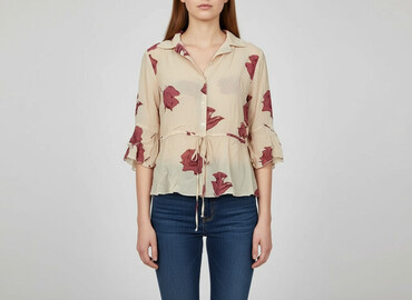 bluzki w serek plus size: Women's blouse, size M