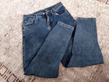 джинсы темно синие плотная джинса: Мом