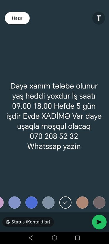 Digər ixtisaslar: Dayə tələb olunur, İstənilən yaş, 1-2 illik təcrübə, 1/1