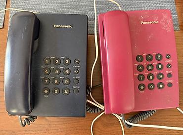 Panasonic stolüstü simli telefonlar – 2 ədəd (qırmızı və tünd göy)