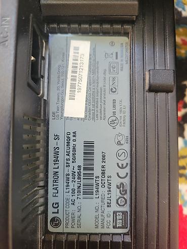 Masaüstü kompüterlər və komponentlər: NAXCIVAN ELANI LG Flatron L194WS-SF LCD monitor - Ekran: 19 düym — 2