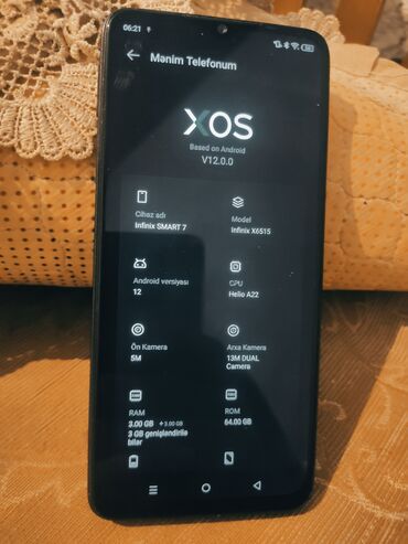 телефон fly wifi: Infinix Smart 7, 64 GB, rəng - Göy