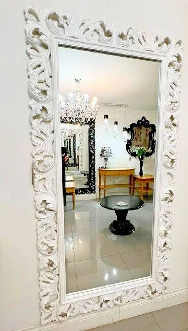 италия мебель: Большое зеркало 107 см х 200 см, белый лак, Италия, новое. Оно