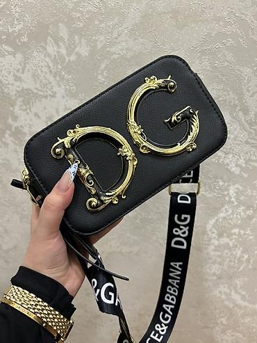 Çantalar: D&G loqolu çiyin çantası - Rəng: qara - Material: teksturalı — 1