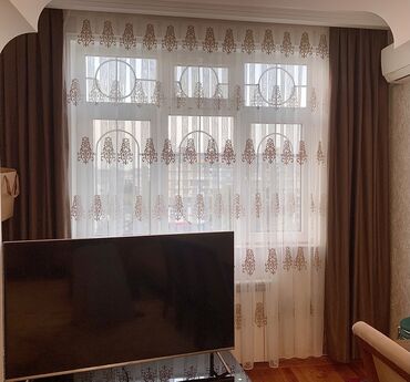 Pərdə və tüllər: İşlənmiş, Tül, rəng - Qəhvəyi, Pulsuz çatdırılma — 2