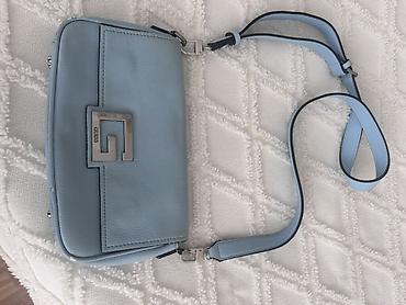 orginal canta: Guess çiyin/çapraz asma çantası – açıq mavi - Material: toxumalı — 2