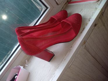 женские туфли с открытым носком: Туфли 39, цвет - Красный