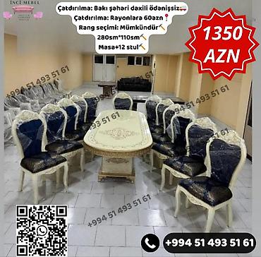 Qonaq otağı üçün, Yeni, Açılmayan, Oval masa, 12 stul