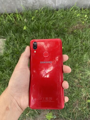 телефон режим: Samsung A10s, Б/у, 32 ГБ, цвет - Красный, 2 SIM