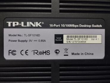 батареи для ноутбуков: Switch TP-Link TL-SF1016D əla işlək vəziyyətdə. 16 portu var. Metro