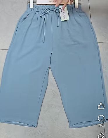 5xl: Pantalone siroke kapri sa elastičnim pojasom i učkurom. - Boje: bež — 8