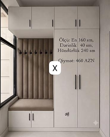 Dəhliz dolabları: Dəhliz üçün qarderob-komplekt - Ölçü: En 160 sm, Dərinlik 40 sm — 1