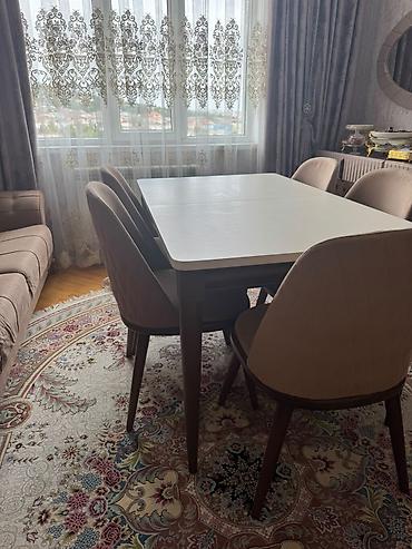 dibcek qablari satisi: Mebel dəsti – uzun divan + TV stendi Stol açılan və 6 oturacaq stull — 3