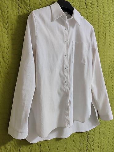 Рубашки: Белая рубашка-оверсайз из плотного хлопка, все рубашки почти новые — 5