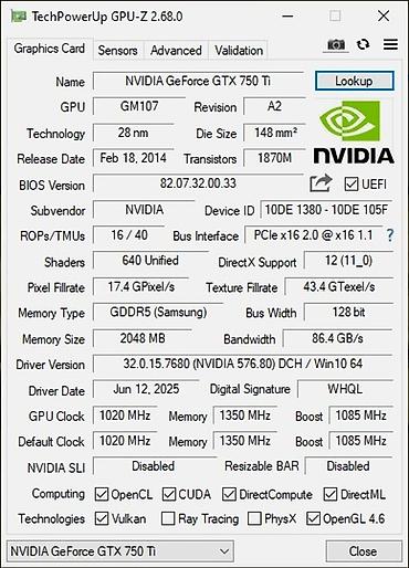 750 ti: Videokart NVidia GeForce GTX 750 Ti, < 4 GB, İşlənmiş — 6