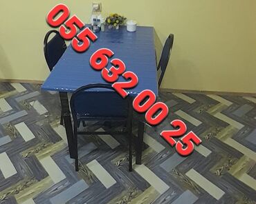 Bağ, çöl masa və oturacaq dəstləri: Yeni, Kvadrat masa, 4 stul, Açılmayan, Stullar ilə, Dəri, Azərbaycan — 18