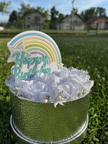 sirova svila: Birthday decoration, color - White, New