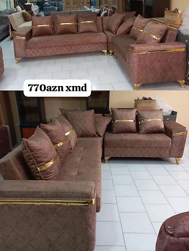 salon ucun kreslolar: Künc divan dəsti - Rəng: tünd qəhvəyi/bronza tonlarında - Material — 1