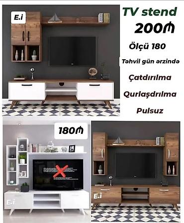 lovhe satisi: TV stendləri - Modellər: kombinə edilmiş ağ/qəhvəyi rəngli, tam ağ — 1