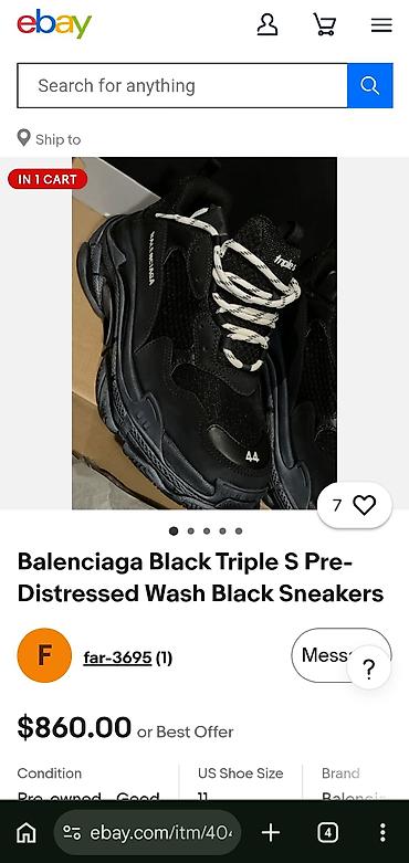 Digər idman və istirahət malları: Balenciaga Triple S. Rəsmi saytda $1200, eBuy da $860, mən konkret — 4