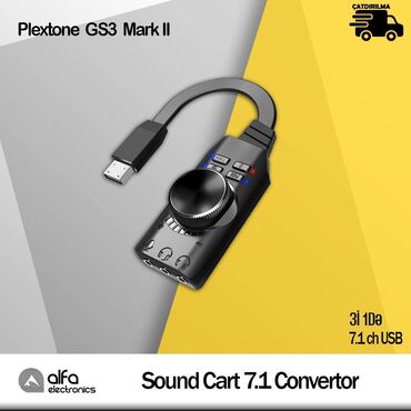 Modemlər və şəbəkə avadanlıqları: "PUBG" USB sound card Xüsusiyyətlər: Model: GS3 Mark II Elementin